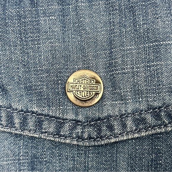 Harley-Davidson Division Chambray Anorak Jacket Denim Size Large NWT - Picture 6 of 13